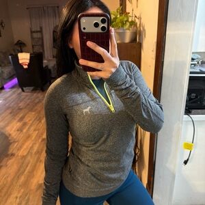 VS PINK Gray Quarter-Zip Pullover